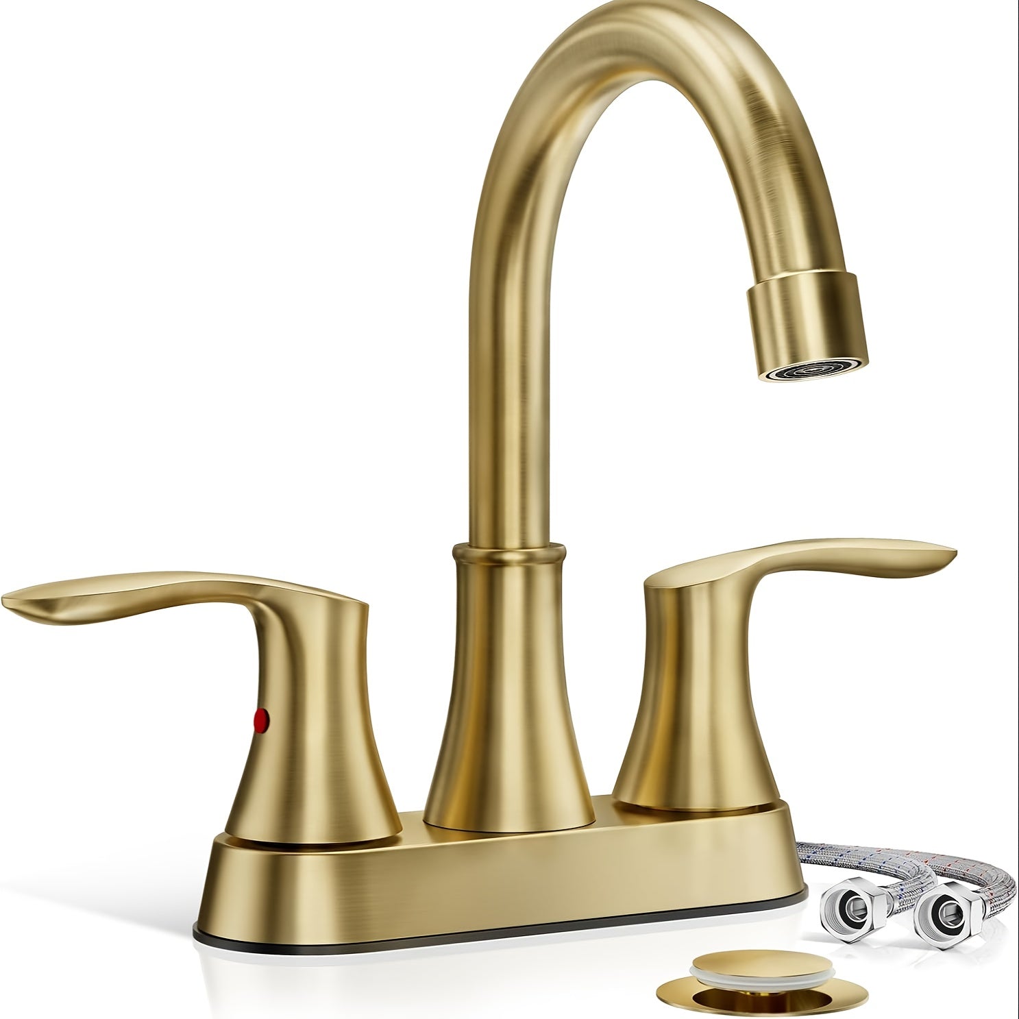 Bathroom Faucets Basin Sink Faucet 4in Centerset Vanity Mixer with Pop-Up Drain Bathroom Faucet 3 Hole 2 Handle Bathroom Faucet for Sink