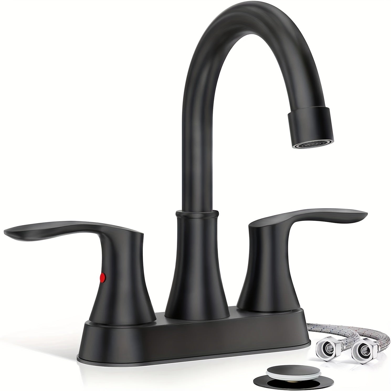 Bathroom Faucets Basin Sink Faucet 4in Centerset Vanity Mixer with Pop-Up Drain Bathroom Faucet 3 Hole 2 Handle Bathroom Faucet for Sink