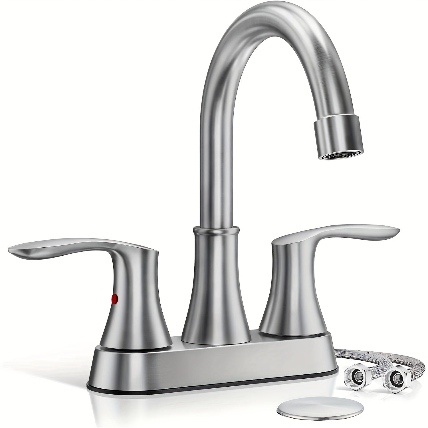 Bathroom Faucets Basin Sink Faucet 4in Centerset Vanity Mixer with Pop-Up Drain Bathroom Faucet 3 Hole 2 Handle Bathroom Faucet for Sink