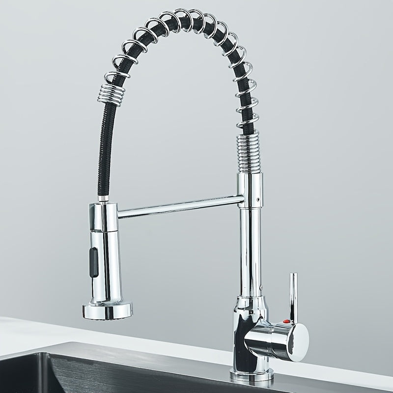 Matte Black Kitchen Faucet Featuring a Pull-Out Spray, Designed for Commercial Use with a Single Handle Lever. This Mixer Tap for The Kitchen Sink Includes a Pull-Down Sprayer with Dual Functions, Available in Matte Black And Brushed Nickel