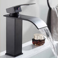 1 Stainless Steel Faucet Washbasin Waterfall Outlet Faucet Bathroom Bathroom Cabinet Single Hole Black Household Hot And Cold Water Faucet